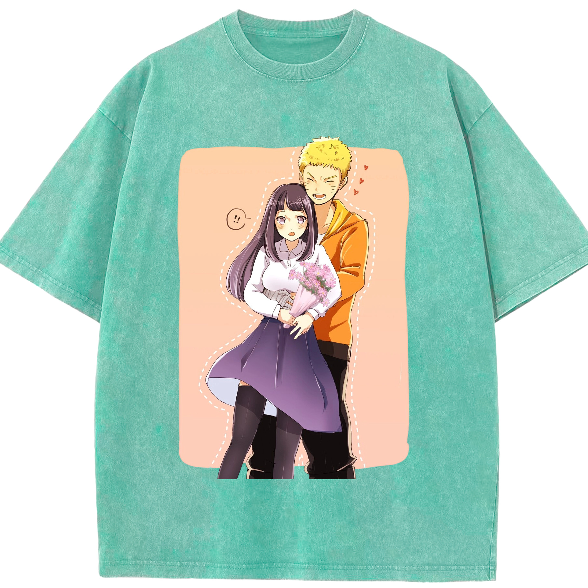 （画像用） NARUTO -ナルト- 日向ヒナタ Hyūga Hinata 綿100% ヴィンテージ風 半袖Tシャツ（フロントプリント）